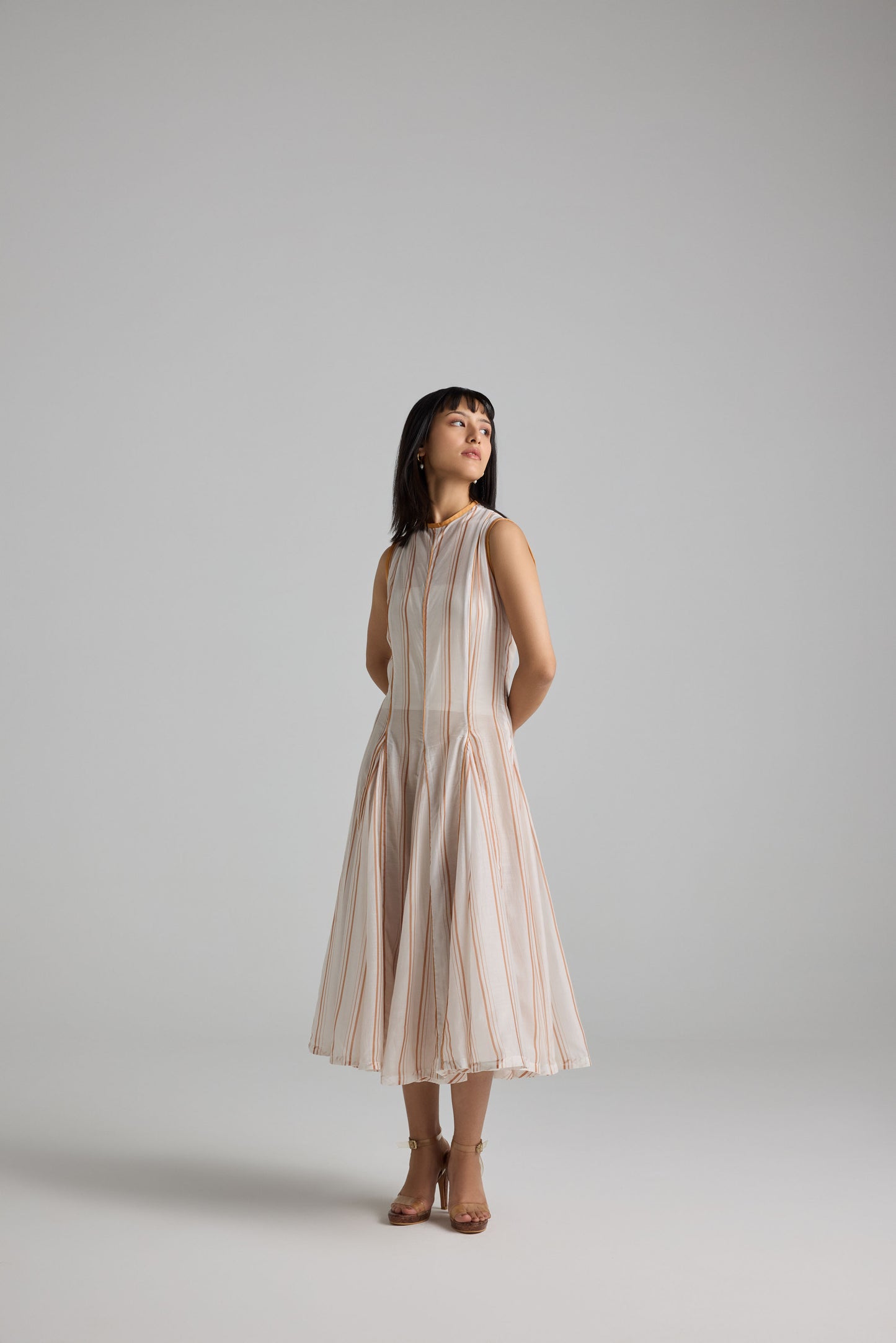 High Neck Godet Dress