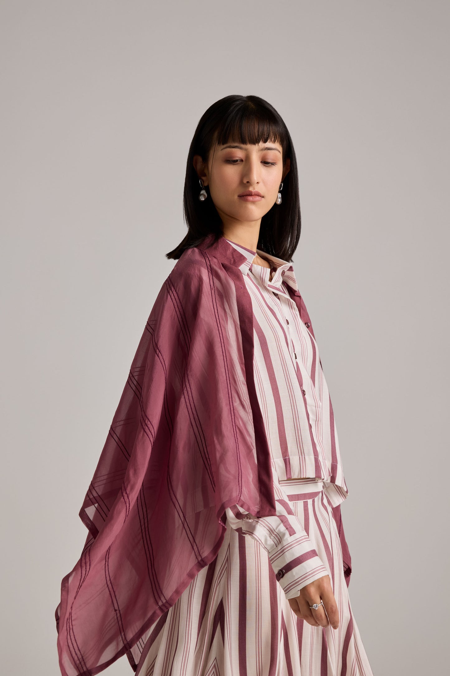 Striped Organza Overlay shirt