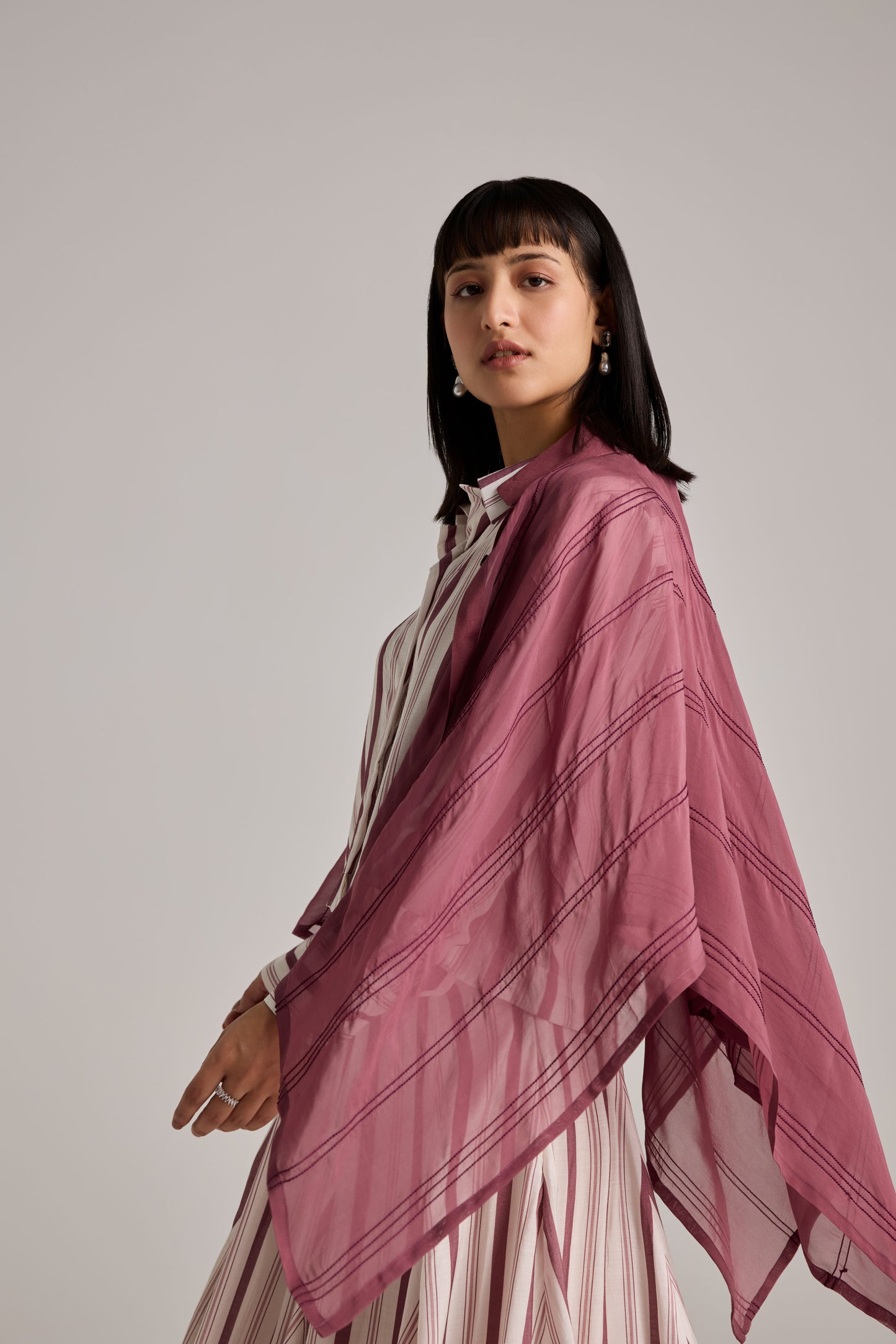 Striped Organza Overlay shirt