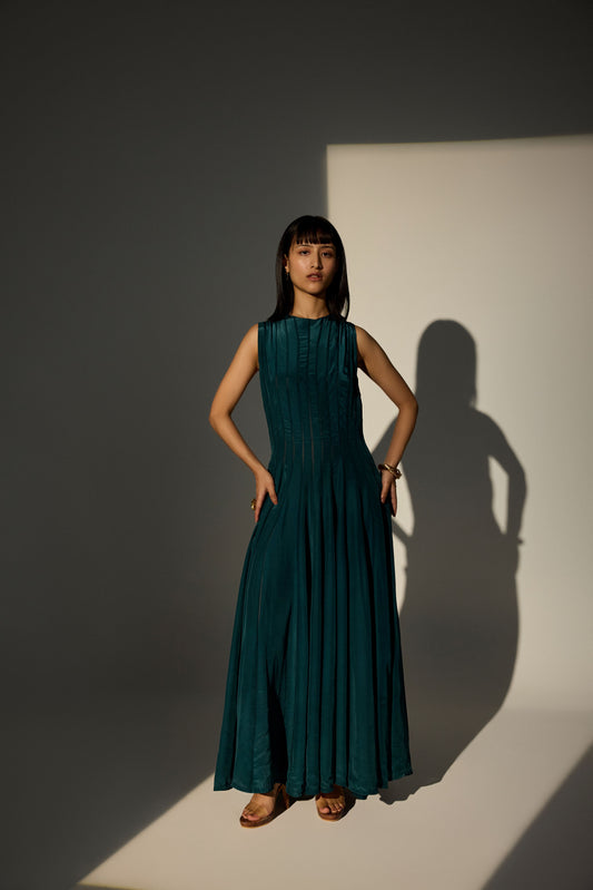 Organza Striped Floor Dress