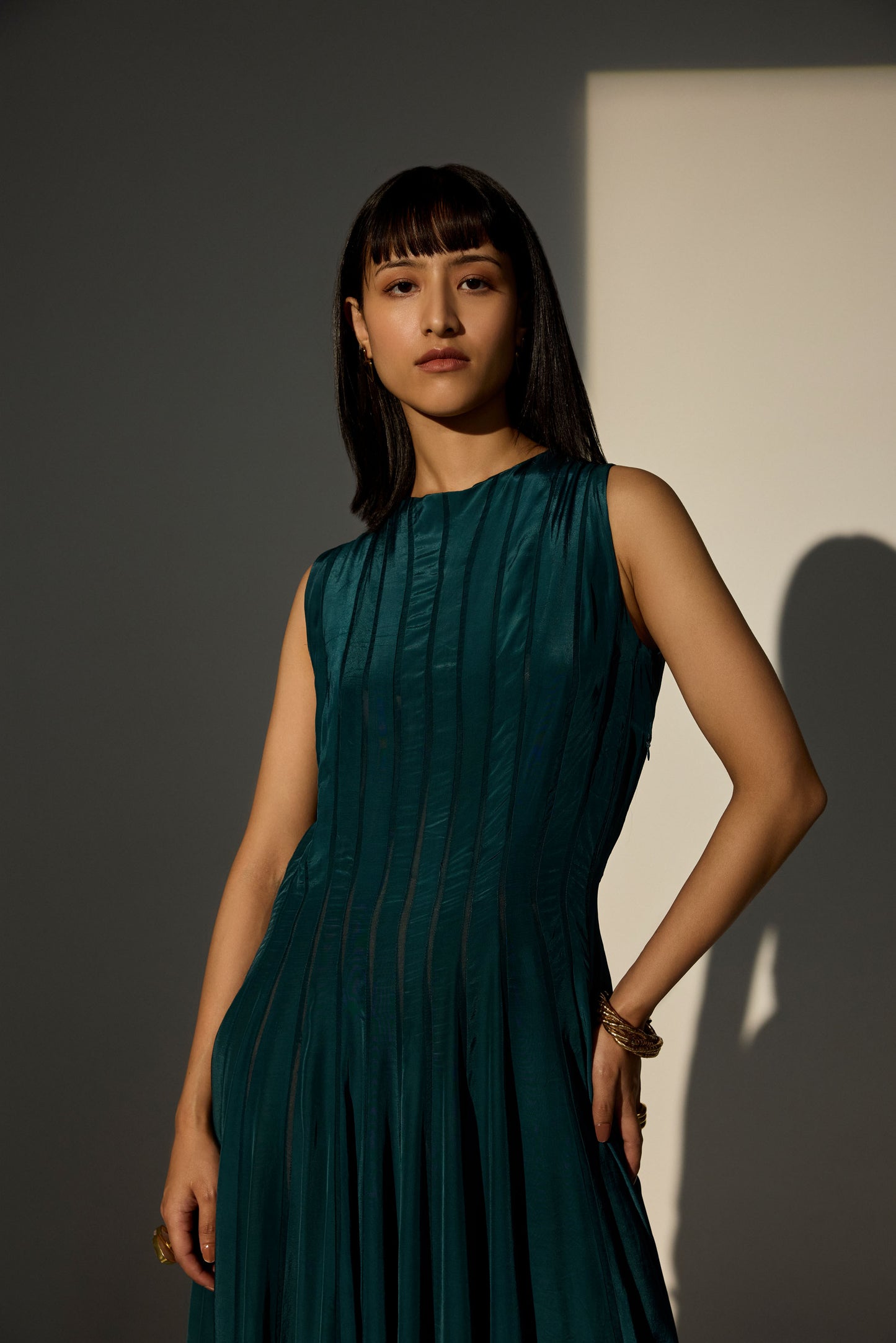 Organza Striped Floor Dress