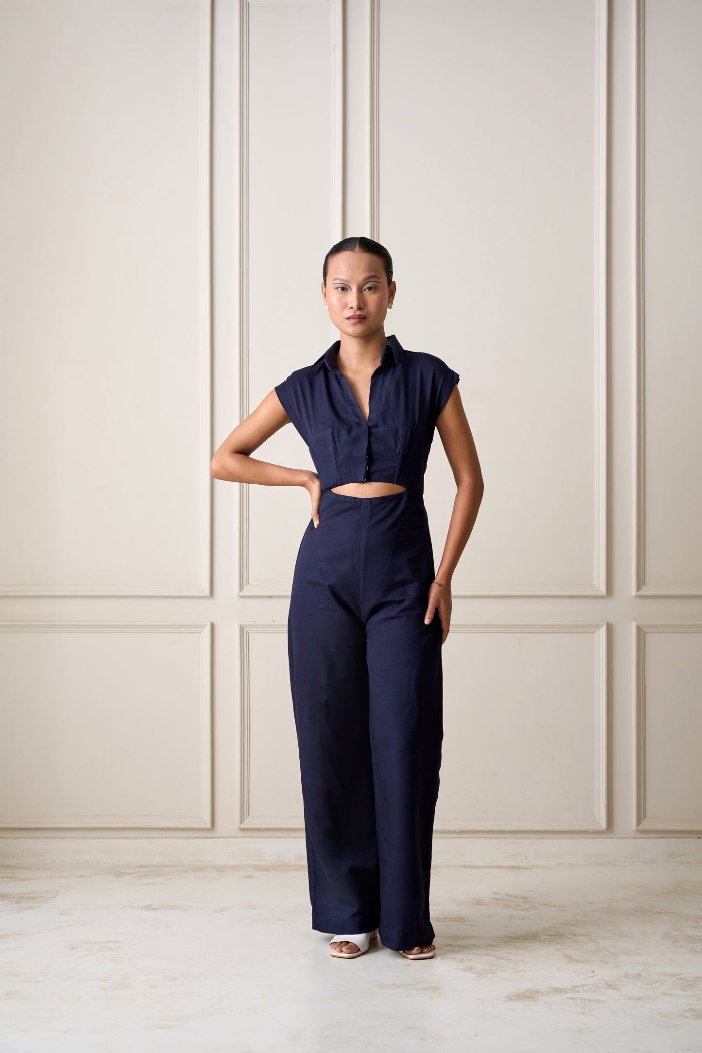 Moonlit Blue Shirt-Corset Jumpsuit