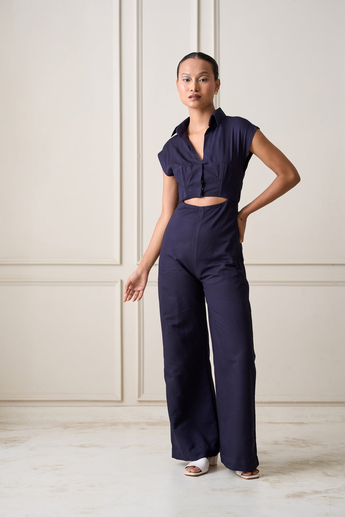 Moonlit Blue Shirt-Corset Jumpsuit