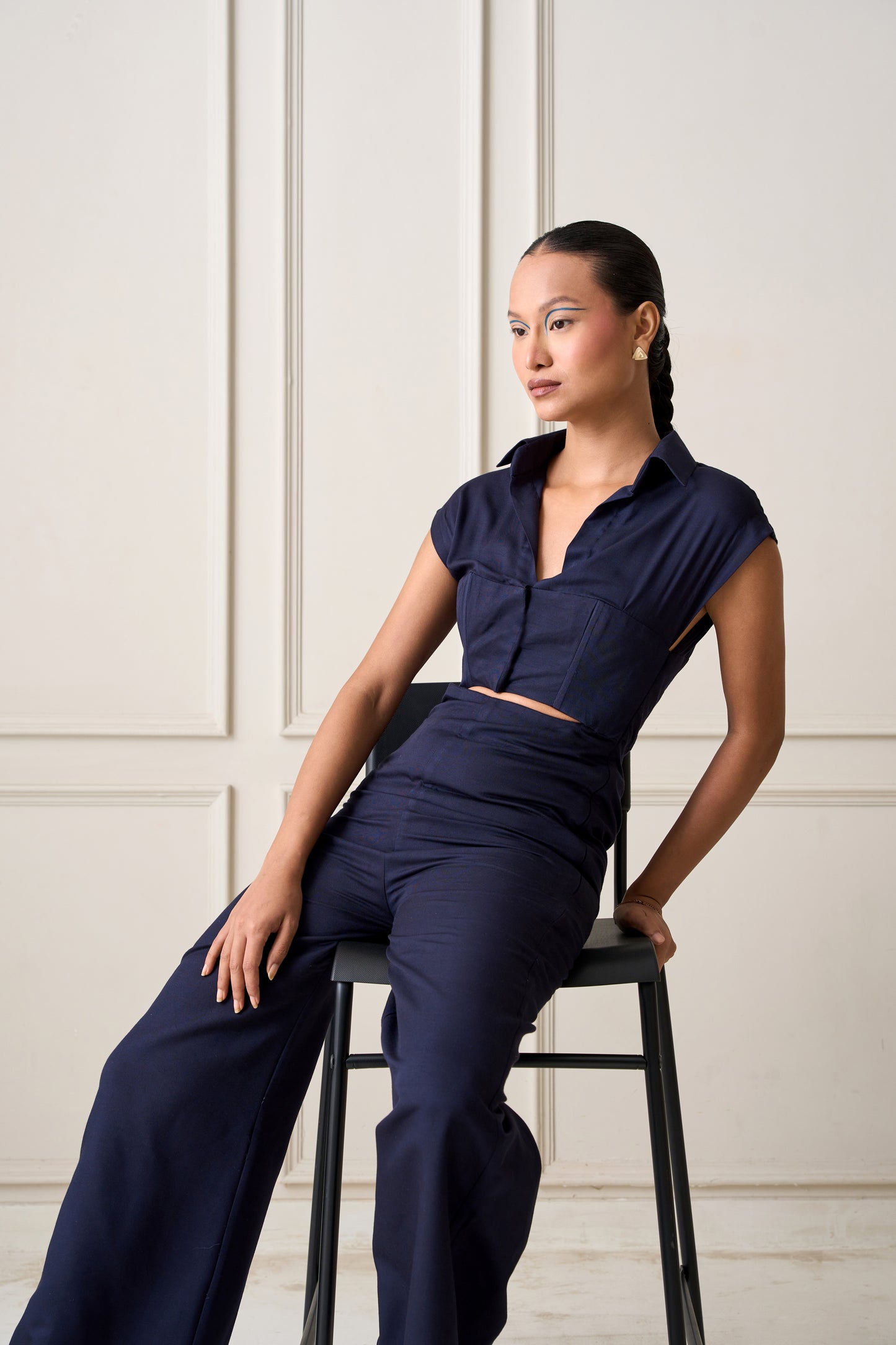 Moonlit Blue Shirt-Corset Jumpsuit