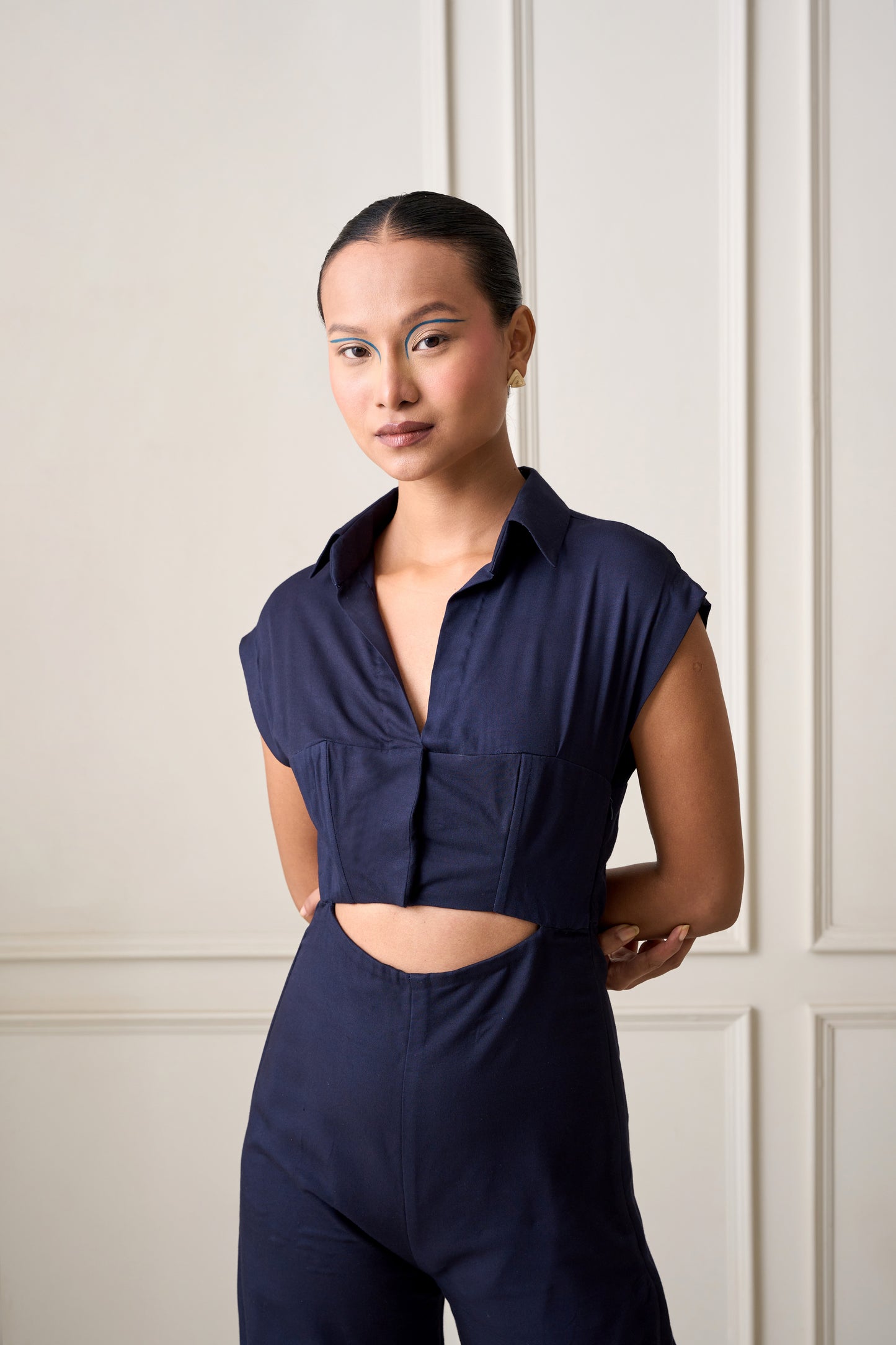 Moonlit Blue Shirt-Corset Jumpsuit